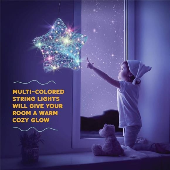 3D String Art Kit for Kids - Makes a Light-Up Star Lantern with 20 Multi-Colored - Picture 5 of 7